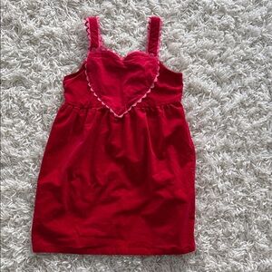 Girls' Red Heart-Front Sleeveless Dress